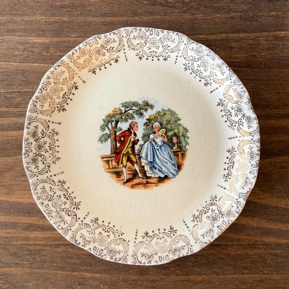 Vintage Romantic Victorian Courting Couple‎ Collector Plate Cottagecore Decor